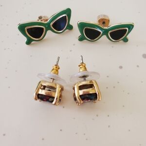 Green Cat-Eye Sunglasses Earrings